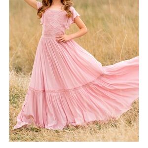 Joyfolie Pink Lace Maxi Dress
